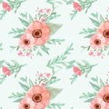 Seamless flowers and leaves pattern