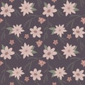 Seamless flowers pattern. Procreate llustration for print on fabric, wrapping paper, scrapbooking.