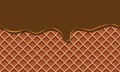 Seamless Flowing chocolate on wafer texture sweet food background