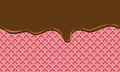 Seamless Flowing chocolate on wafer texture sweet food background