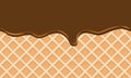 Seamless Flowing chocolate on wafer texture sweet food background