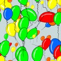 Seamless flying balloons illustrations background abstract, hand drawn. Canvas, greeting, details & floating. Royalty Free Stock Photo