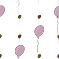 Seamless flying balloons illustrations background abstract, hand drawn. Creative, colorful, vector & backdrop. Royalty Free Stock Photo