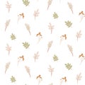 Seamless foliage pattern with autumn leaves pale colors style.