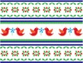 Seamless folk art pattern with birds and flowers