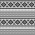 Seamless folk art pattern, Lapland traditional design, Sami vector seamless background Scandinavian, Nordic wallpaper