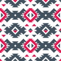 Seamless folk style geometric pattern of polygonal shapes