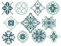 Seamless folk traditional art pattern Mediterranian Scandinavian blue repetitive floral design Retro style arrangement ornament