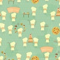 Seamless Food Background with Fun Chefs