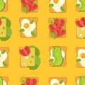 Seamless food pattern. Flat food seamless pattern