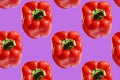 Seamless food pattern. Red sweet bell pepper