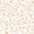 Seamless Pattern Fast Food Snack Picnic Unhealthy