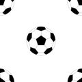 Seamless football isolated on white background, pattern of soccer ball icon. Flat vector illustration in black on white Royalty Free Stock Photo