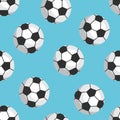 Seamless football pattern. Balls on a blue background