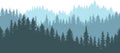 Seamless forest on mountains, silhouette. Beautiful landscape, fir trees. Vector illustration Royalty Free Stock Photo