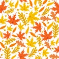 Seamless Forest Pattern With Acorns And Autumn Leaves. Fall Background