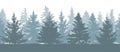 Seamless forest in winter, silhouette of fir trees. Royalty Free Stock Photo