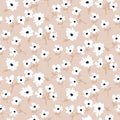 Seamless forget-me-not floral pattern with tiny leaves hand drawn style beige colors.