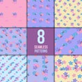 Seamless forget-me-not pattern set Royalty Free Stock Photo
