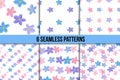 Seamless forget-me-not pattern set Royalty Free Stock Photo