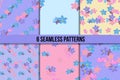 Seamless forget-me-not pattern set Royalty Free Stock Photo