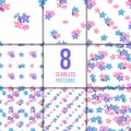 Seamless forget-me-not pattern set Royalty Free Stock Photo