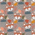 Seamless fox autumn pattern perfect for fabric, packaging