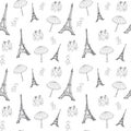 Seamless France pattern with Eiffel tower