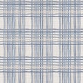 Seamless french blue white farmhouse style gingham texture. Woven linen check cloth pattern background. Tartan plaid