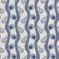 Seamless French country kitchen stripe fabric pattern print. Blue white vertical striped background. Batik dye provence Royalty Free Stock Photo