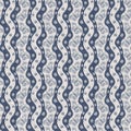 Seamless French country kitchen stripe fabric pattern print. Blue white vertical striped background. Batik dye provence Royalty Free Stock Photo