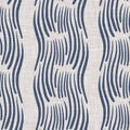 Seamless French country kitchen stripe fabric pattern print. Blue white vertical striped background. Batik dye provence Royalty Free Stock Photo