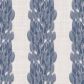 Seamless French country kitchen stripe fabric pattern print. Blue yellow white vertical striped background. Batik dye Royalty Free Stock Photo