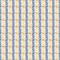 Seamless French country kitchen stripe fabric pattern print. Blue yellow white vertical striped background. Batik dye Royalty Free Stock Photo