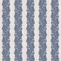 Seamless French country kitchen stripe fabric pattern print. Blue yellow white vertical striped background. Batik dye Royalty Free Stock Photo
