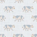 Seamless french farmhouse cow pattern. Farmhouse linen shabby chic style. Hand drawn rustic texture background. Country