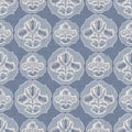 Seamless french farmhouse damask linen pattern. Provence blue white woven texture. Shabby chic style decorative fabric