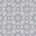 Seamless french farmhouse damask linen pattern. Provence blue white woven texture. Shabby chic style decorative fabric