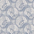 Seamless french farmhouse dotty linen pattern. Provence blue white woven texture. Shabby chic style decorative circle