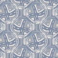 Seamless french farmhouse dotty linen pattern. Provence blue white woven texture. Shabby chic style decorative circle