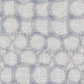 Seamless french farmhouse dotty linen pattern. Provence blue white woven texture. Shabby chic style decorative circle