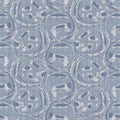 Seamless french farmhouse dotty linen pattern. Provence blue white woven texture. Shabby chic style decorative circle