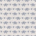 Seamless french farmhouse linen butterfly fabric background. Provence blue gray pattern texture. Shabby chic style woven