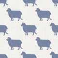 Seamless french farmhouse sheep charcuterie butcher pattern. Farmhouse linen shabby chic style. Hand drawn rustic