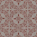 Seamless french floral farmhouse woven linen texture. Two tone red shabby chic pattern background. Modern vintage fabric