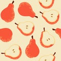 Seamless fruit pattern. Abstract pears on light background. Contemporary fruits. Template for print, textile, wallpaper cover Royalty Free Stock Photo