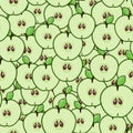 Seamless fruit pattern: apple slices.