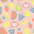 Seamless summer fruit pattern vector background Royalty Free Stock Photo