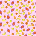 Seamless fruit pattern with colorful design.