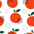 Seamless fruit pattern. Hand drawn peach apricot orange abstract colored shapes for print, fabric, wallpaper. Vector illustration